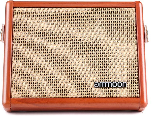 ammoon Akustikgitarren-Verstärker mit Bluetooth-Lautsprecher, Mikrofon-Eingang und Reverb-Effekt in Braun - Bild 1