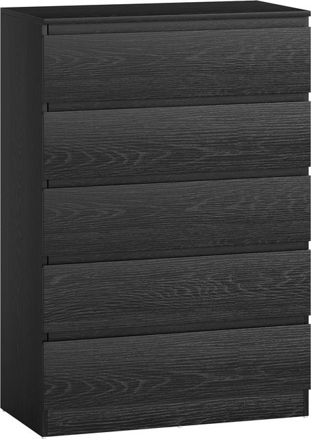 HOMCOM Kommode mit 5 Schubladen in Schwarz gemasert, moderner Schubladenschrank für Schlafzimmer, Wohnzimmer oder Büro, B/T/H: 77 x 40 x 111,5 cm - Bild 1