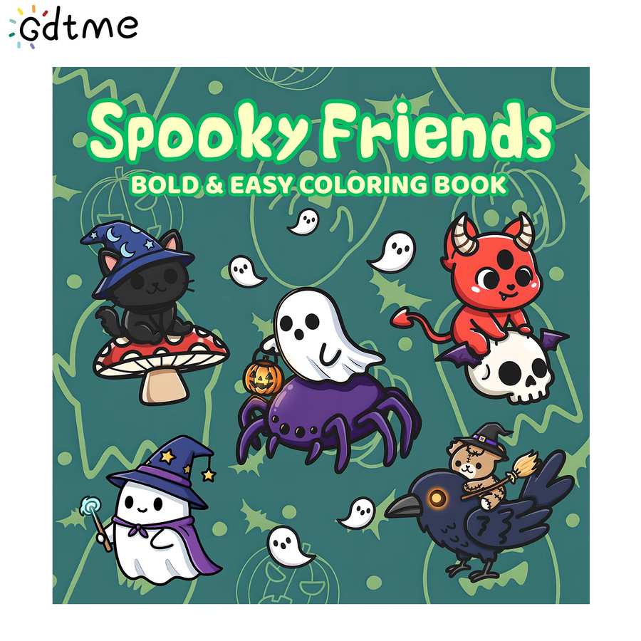 Spooky Friends Malbuch für Erwachsene mit niedlichen Halloween-Kreaturen in Multicolor zur Entspannung und zum Stressabbau - Bild 6