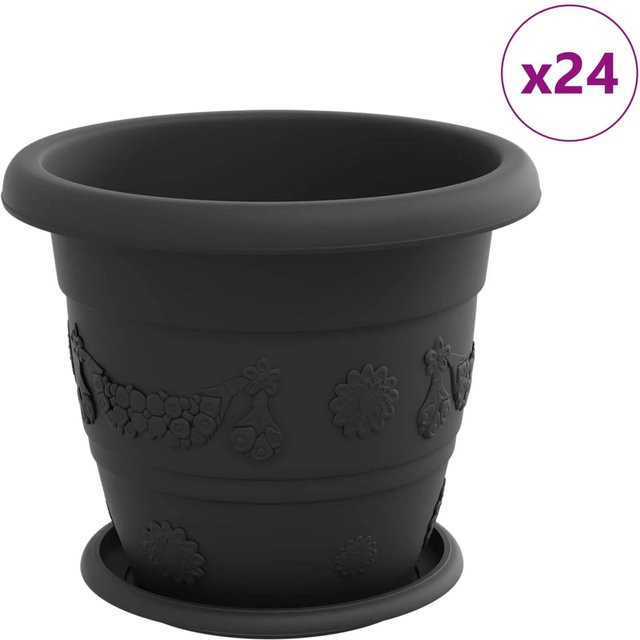 24er Set vidaXL Blumentöpfe aus Kunststoff in Schwarz, zylindrisch, Durchmesser: 26 cm, Höhe: 21,5 cm - Bild 1