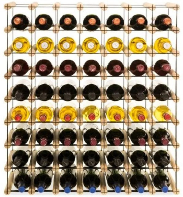 PROREGAL Modulares Weinregal Vinotega Mod Metal aus massivem Kiefernholz in Natur, Farbe Braun, H x B x T: 82,5 x 72,5 x 24,5 cm, Platz für 56 Flaschen - Bild 1