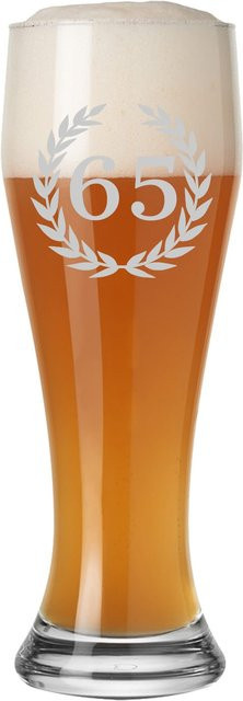 LUXENTU Weizenbierglas mit Gravur 65. Jubiläum, transparent, 0,5 l - Bild 1