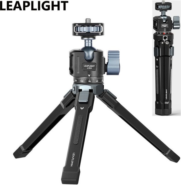LEAPLIGHT Selfie-Stick-Stativ mit 360 Grad Kugelkopf und Cold-Shoe Tischstativ in Schwarz für iPhone, Samsung und DSLR-Kameras inklusive Magic Arm - Bild 1