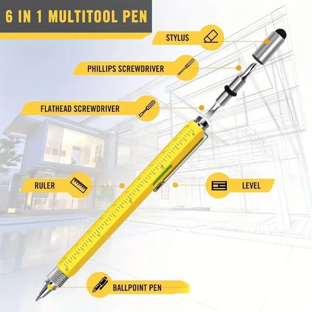 Multitool-Stift für Männer aus Metall in Rot und Gelb - Bild 1