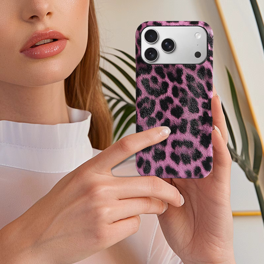 EAACAA Handyhülle aus PU-Leder mit Leopardenmuster für iPhone 11 bis iPhone 17E, stoßfest und kratzresistent, Farben: Weiß und Rosa - Bild 3
