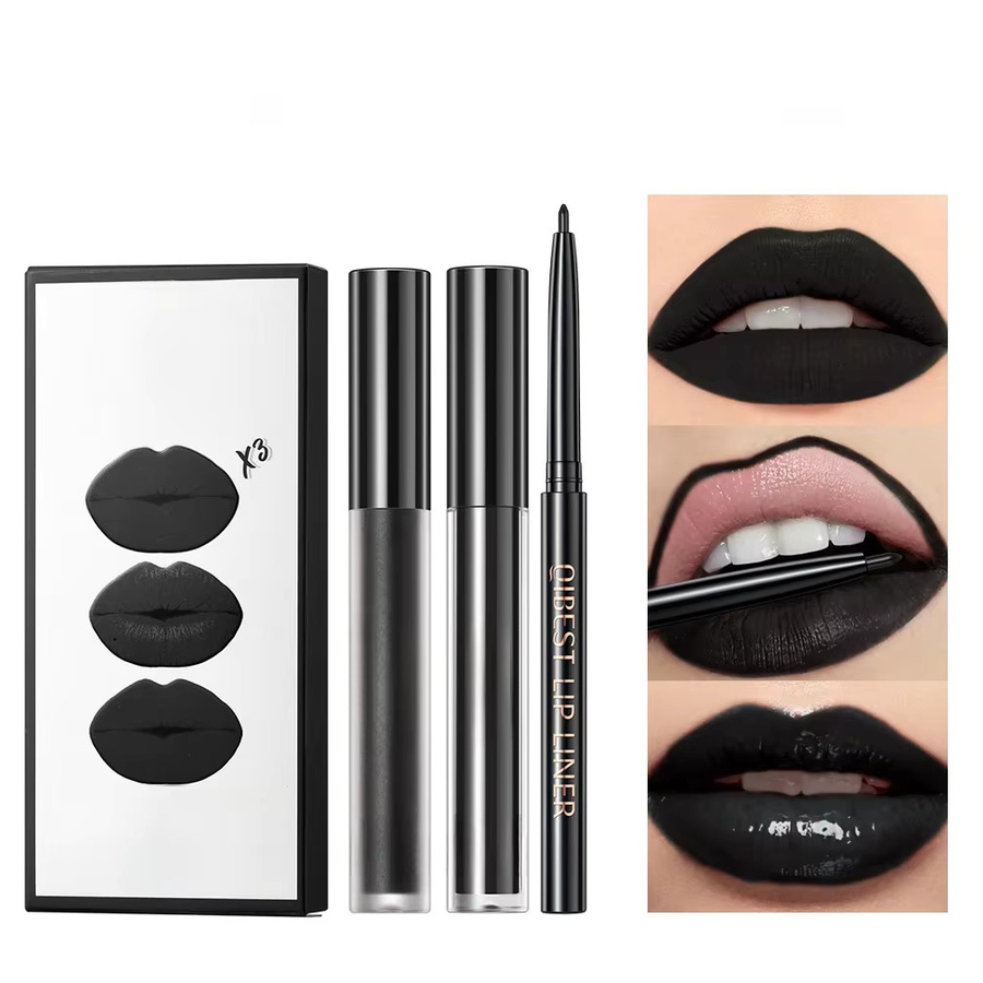 QiBest Lippenstift Set, 3 Stück, Matt, Flüssigkeit, Nude - Bild 5