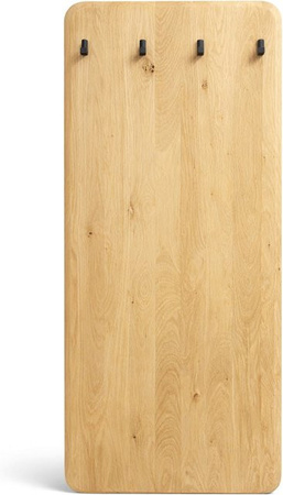 Garderobenpaneel AMD Möbel aus massiver Eiche Bianco, geölt, modern mit Haken, Breite: 60 cm, Höhe: 160 cm