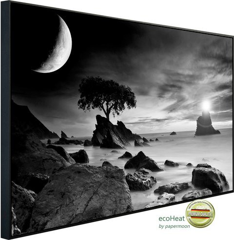 papermoon EcoHeat Infrarotheizung Landschaft Schwarz Weiss mit App-Steuerung und Überhitzungsschutz - Bild 1