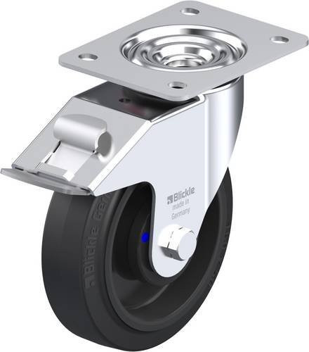 Blickle Lenkrolle LE-POEV 160XKA-FI mit Feststeller in Schwarz und Silber, Rad-Durchmesser: 160 mm, Tragfähigkeit: 300 kg - Bild 1