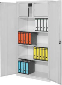 Kappes Systemschrank Serie 500 mit Privatfach in Grau, Vollblechtüren und 3 Fachböden, H x B x T: 195 x 100 x 50 cm - Bild 1