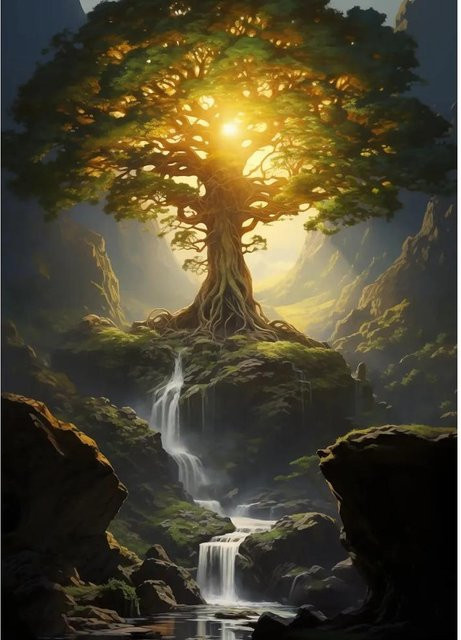 Leibert Art Decoration Painting Mysteriöser Verzauberter Hain Poster Sonniger Feenwaldpfad Wandbild Leinwandgemälde Mehrfarbig Breite: 21 cm, Höhe: 30 cm - Bild 1