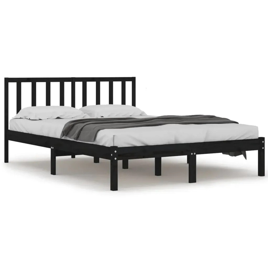 vidaXL Massivholzbett aus Kiefer in Schwarz, B/T/H: 140 x 190 x 146 cm - Bild 2