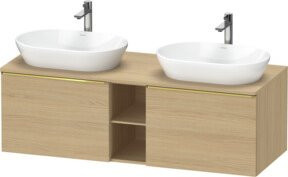 Duravit Waschtischunterschrank D-Neo in Beige, Wandmontage, mit offenen Regalfächern und glänzender Oberfläche, B/T: 140 x 55 cm - Bild 1