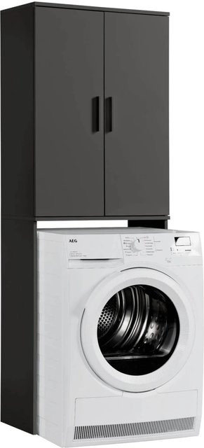 mokebo Waschmaschinenschrank Der Saubermann Überbauschrank für Waschmaschinen und Trockner in Anthrazit, Höhe: 180 cm, Breite: 34 cm - Bild 1