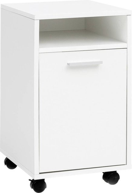 Wohnling Rollcontainer Weiß aus Spanplatte und MDF mit Rollen, B/H/T: 33 x 60 x 38 cm - Bild 1