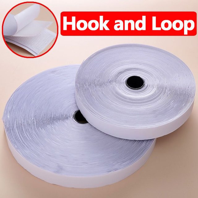Selbstklebendes Klettband aus Nylon in Weiß, Breite: 20 mm - Bild 1