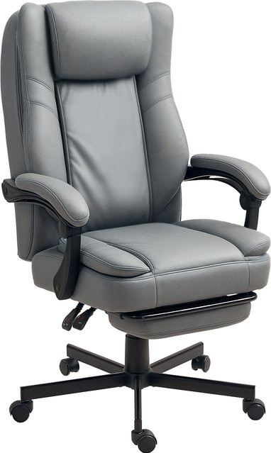 HOMCOM Ergonomischer Bürostuhl mit Massagefunktion und Liegefunktion in Grau, Höhenverstellbarer Executive Chair mit Fußstütze und Armlehnen für dein Home Office - Bild 1