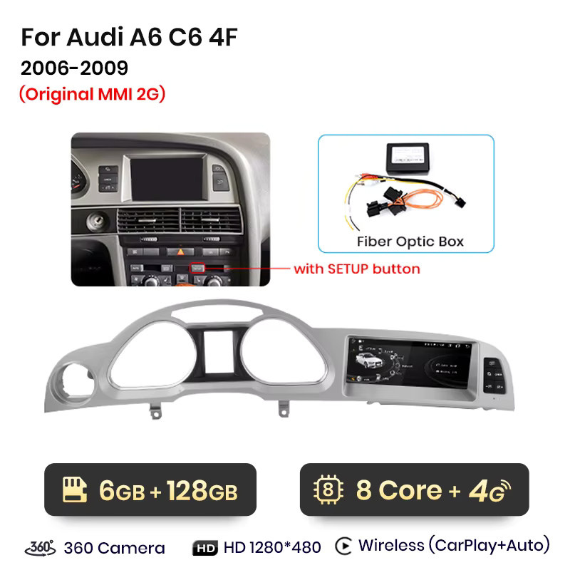 Junsun 8,8 Zoll CarPlay Multimedia Radio für Audi A6 C6 4F 2005-2011 mit Bluetooth, Android Auto und GPS in Schwarz - Bild 7