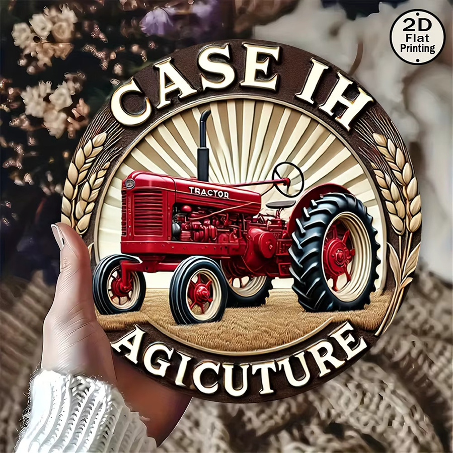 Potdemiel Metallschild Case IH Traktor Vintage Design, rund, Durchmesser: 20,32 cm, mehrfarbig - Bild 5