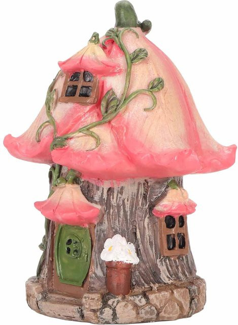 Igeteck Gnome Fairy House Gartenfigur aus Harz in Pink für Hof und Rasen - Bild 1