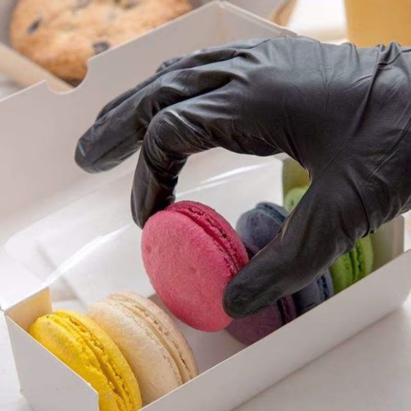 Untior Einweghandschuhe aus Nitrilkautschuk in Schwarz, elastische und wasserdichte Latexhandschuhe für Lebensmittel, Arbeit und Reinigung - Bild 3