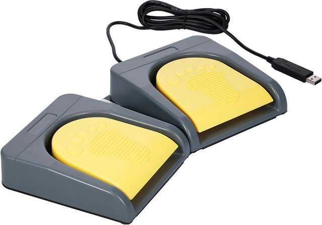 PCsensor USB 2 Fußschalter Multimedia-Tastatur für PC und Gamepad in Grau/Gelb - Bild 1