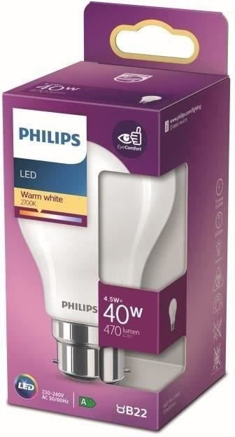 Philips LED-Lampe B22 in Warmweiß, Glas, Äquivalent zu 40 W, nicht dimmbar - Bild 1