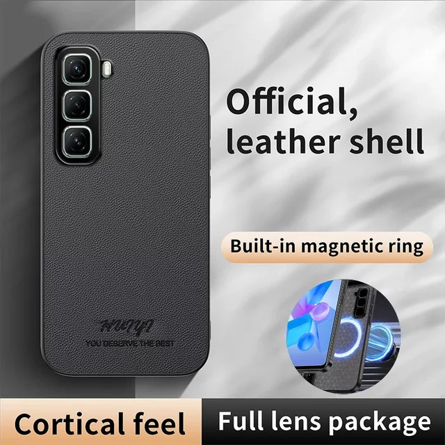 Magnetische Leder Schutzhülle für Infinix HOT 50 Pro Plus 50I 40 Pro 40I Smart 9 Smart 8 in Schwarz und Beige - Bild 1