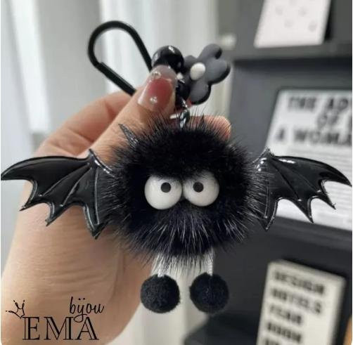 Nijuyon Schlüsselanhänger Fledermaus, Fell-Pompon, Unisex - Bild 1