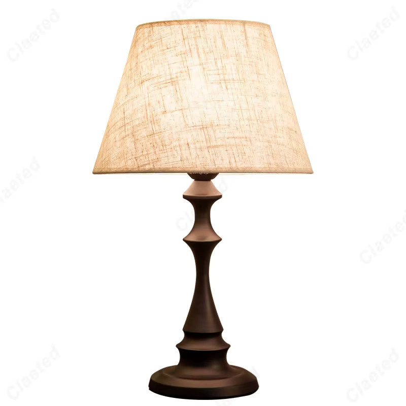 Claeted LED Tischlampe in Beige mit Stoffschirm für Wohnzimmer und Schlafzimmer - Bild 2