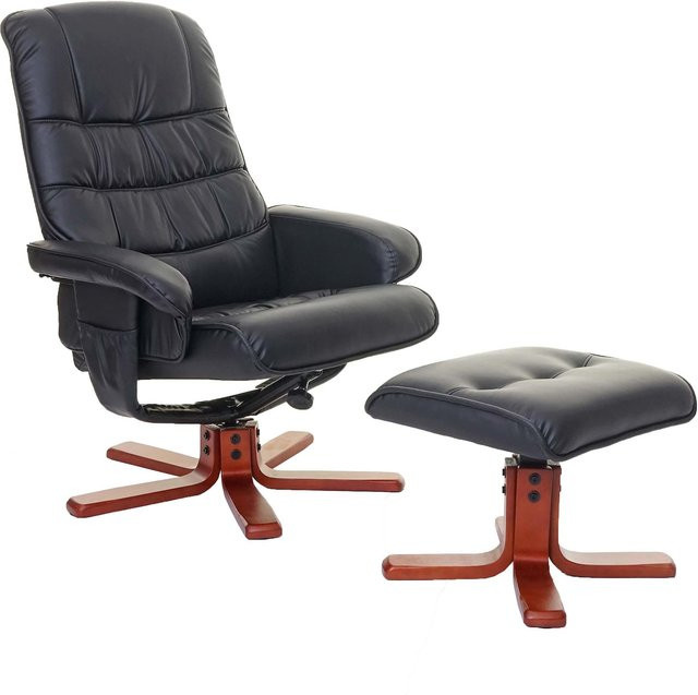 MCW Relaxsessel E30 mit Hocker aus Kunstleder in Schwarz - Bild 1