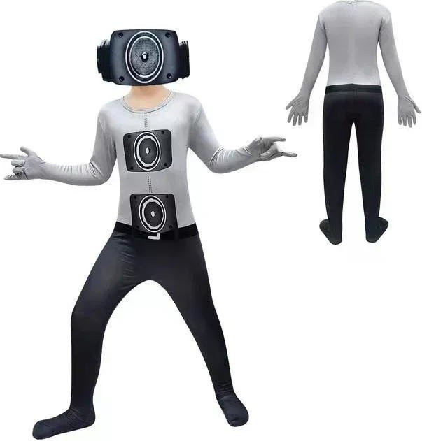 Skibidi Toilettenkostüm, Bodysuit, Overall, Maske, Grau - Bild 1