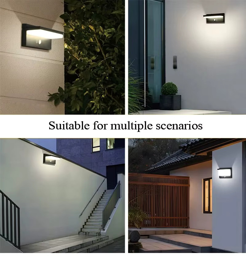 VENUSWING Solarstrom-Wandleuchte in Schwarz mit Bewegungsmelder, IPX5 wasserdicht, moderne Gartenbeleuchtung mit warmweißem Licht - Bild 5