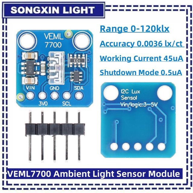 VEML7700 LED-Lichtsensor Modul für Raspberry Pi Zubehör zur Messung der Umgebungshelligkeit, 3,3V 5V I2C IIC, Blau - Bild 1