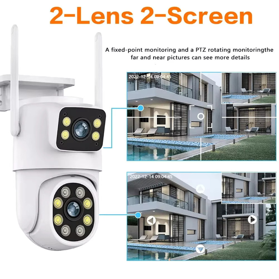 Tuya 4K 8MP Dual Objektiv WIFI PTZ Outdoor Überwachungskamera mit Dual Screen, AI Human Auto Tracking und Sprachsteuerung für Alexa und Google, Weiß - Bild 2