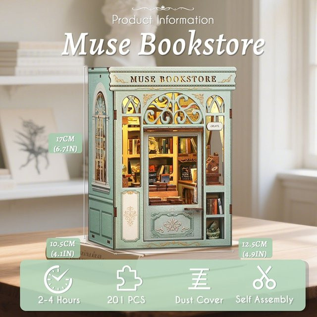 CUTEBEE Muse Bookstore Book Nook Kit, 3D Puzzle, Holz - Bild 1