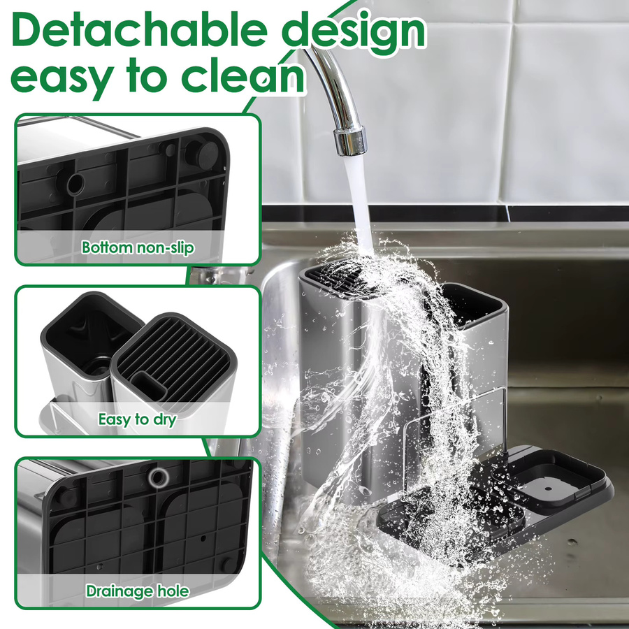 Willstar 2-in-1 Utensilien-Messerhalter und Besteck-Organizer aus Edelstahl in Silber, Rechteckig, B: 22,0 cm, H: 10,0 cm, T: 1,0 cm - Bild 4
