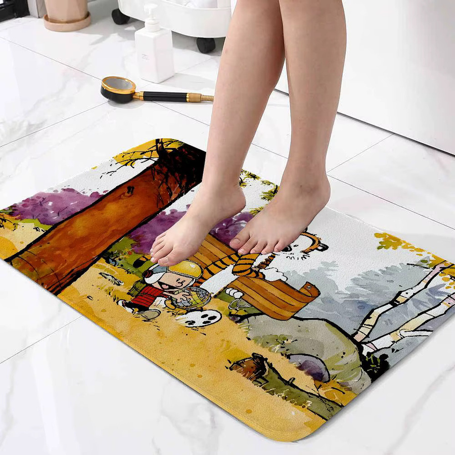 52TOYS Bodenmatte Calvin und Hobbes mit Kinder-Motiv, rechteckiger Teppich für Wohnzimmer, Schlafzimmer oder Garten, Mehrfarbig - Bild 6