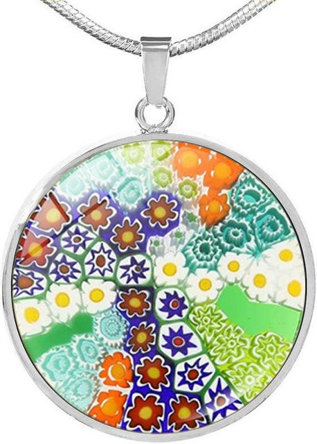 Halskette mit Anhänger Murano Glas, Messing, Weiß, 50 cm, Damen - Bild 1