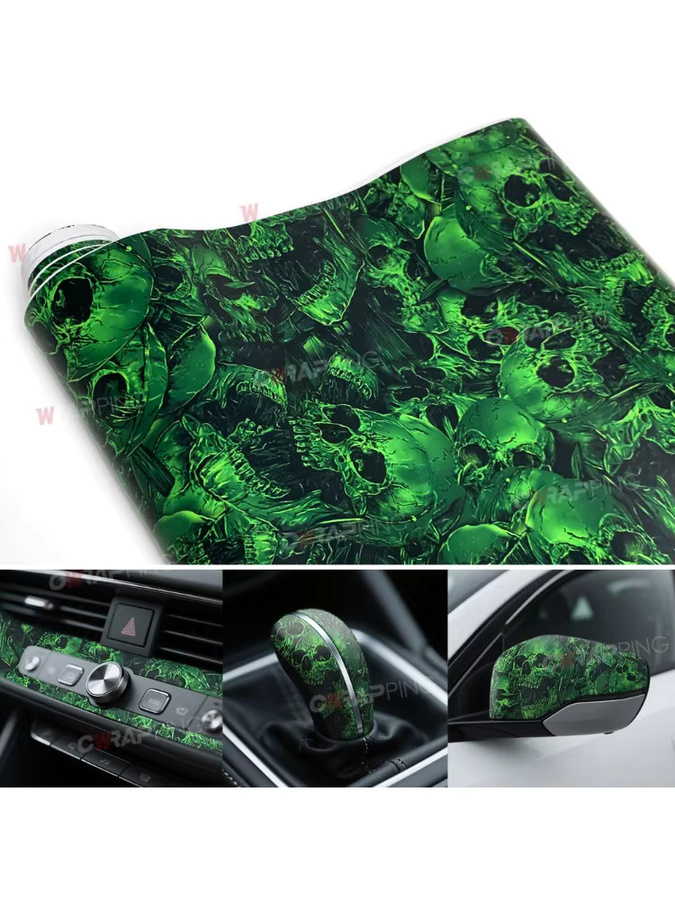 Wasserdichte Vinyl Folie mit Schädel-Textur für Auto und Motorrad in Grün - Bild 7