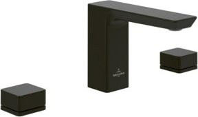 Villeroy & Boch Subway 3.0 3-Loch-Waschtischarmatur mit zwei Griffen und schwenkbarem Auslauf in Matt Black - Bild 1