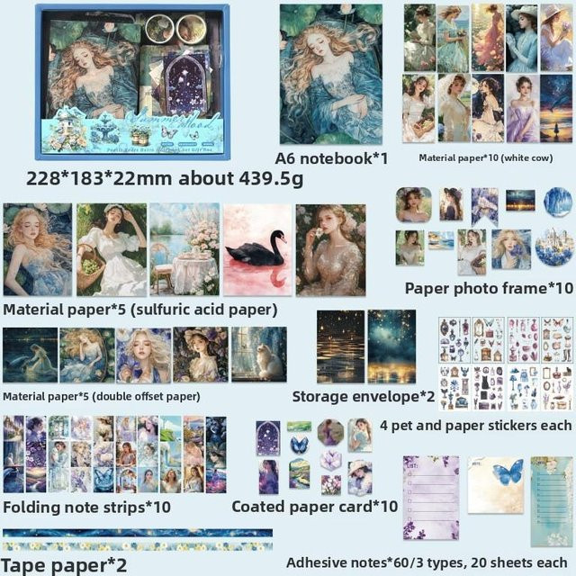 Rui Di Vintage Scrapbooking-Kit mit 124 Teilen, Multicolour DIY Collage Zubehör aus Papier für kreative Dekorationen - Bild 1