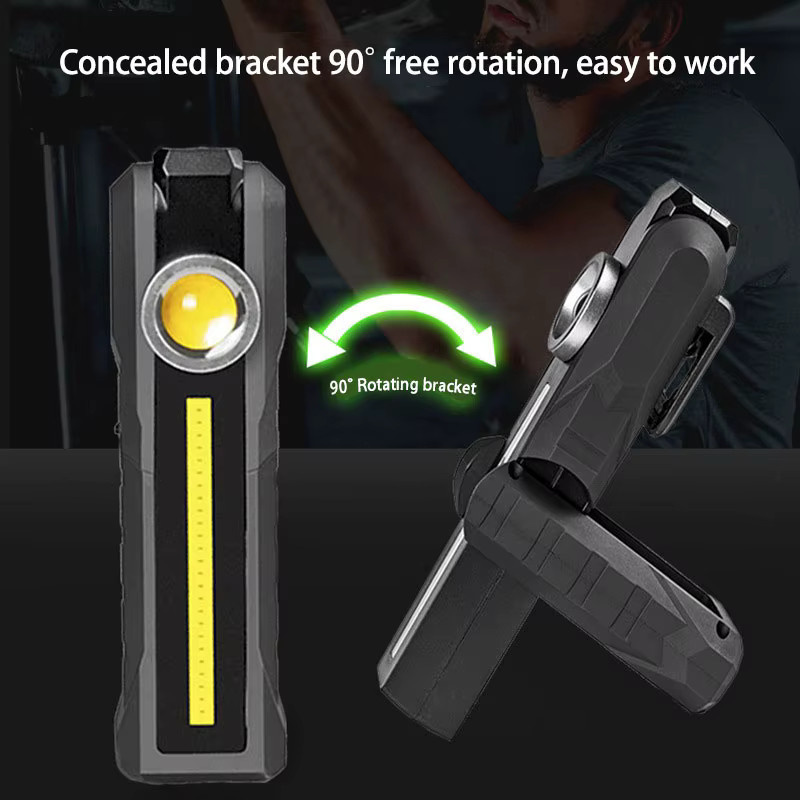 ESMARTER Magnetische LED Arbeitslampe mit COB-Flutlicht, USB wiederaufladbare Taschenlampe in Schwarz mit Haken und 4 Beleuchtungsmodi - Bild 3