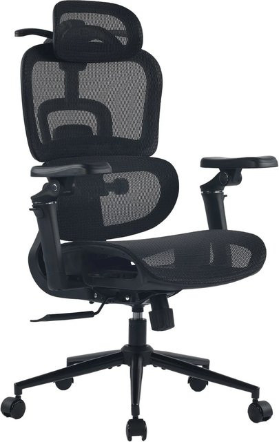 CLP Bürostuhl Jenson Ergonomischer Stuhl in Schwarz mit Kopfstütze und verstellbarer Sitztiefe - Bild 1