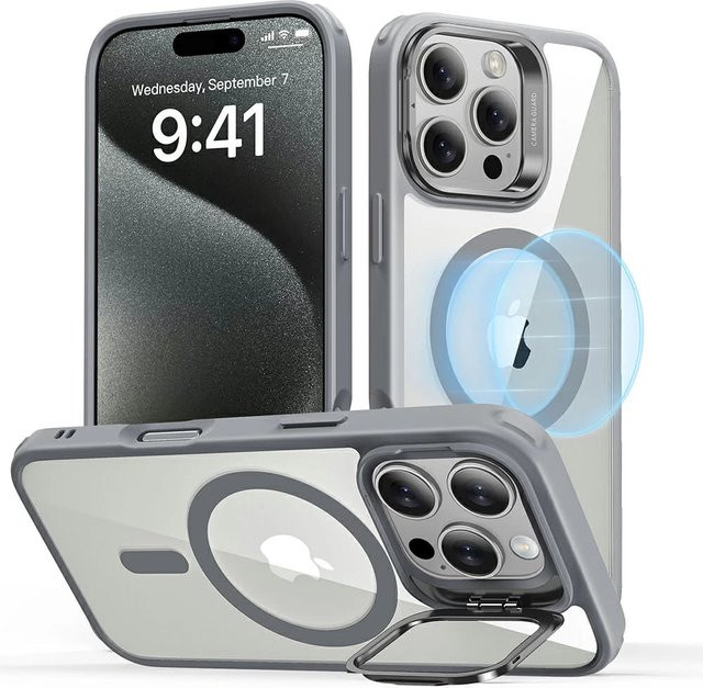 ESR MagSafe Hülle Classic Hybrid Kickstand für Apple iPhone 16 Pro Max, Transparent Grau - Bild 1