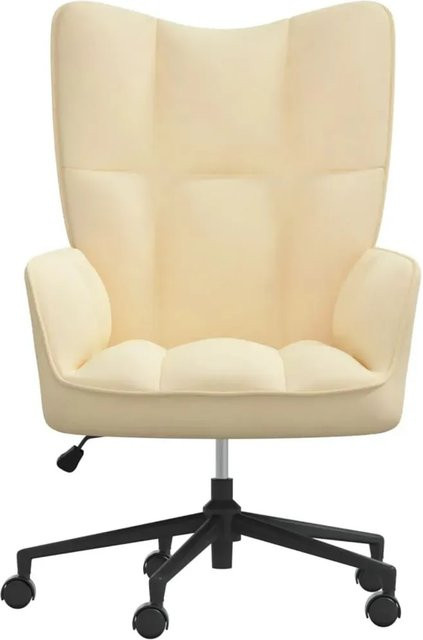 vidaXL Relaxsessel Modell 12 in CremeWeiß, moderner Samt-Sessel mit 360-Grad-Drehfunktion und Armlehnen - Bild 1
