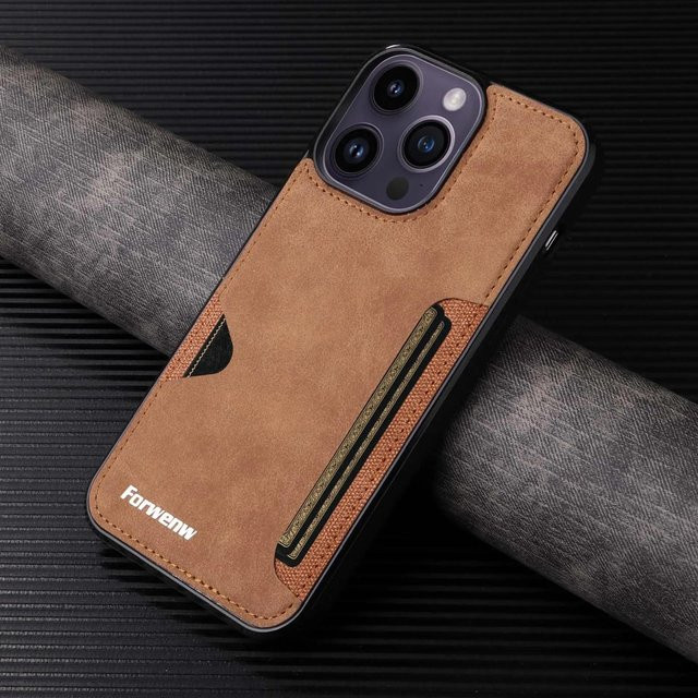 Retro Handyhülle aus PU Leder mit Kartenhalter und Geldbörse für Apple iPhone 11 bis 16 Pro Max, Farbe: Braun - Bild 1