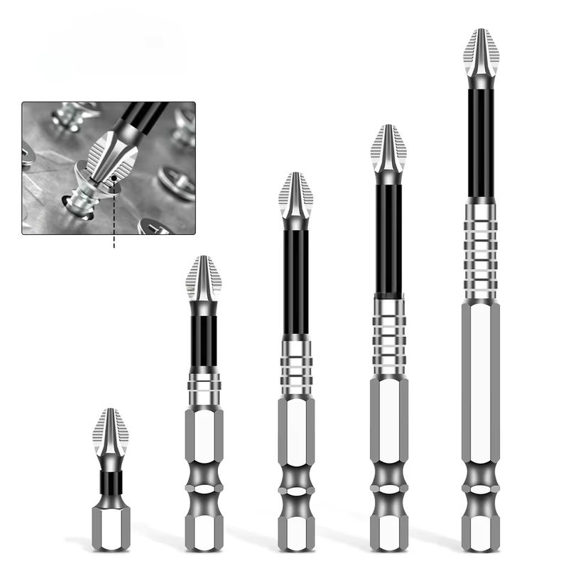 JGZUI K5 Kreuzschlitz-Bohrer Bit aus S2-Stahl, magnetisch und rutschfest, Schwarz - Bild 4