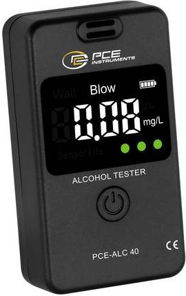 PCE Instruments Alkoholtester PCE-ALC 40 in Schwarz mit Messbereich 0..1 g/l, interner Speicher und Ampelanzeige - Bild 1