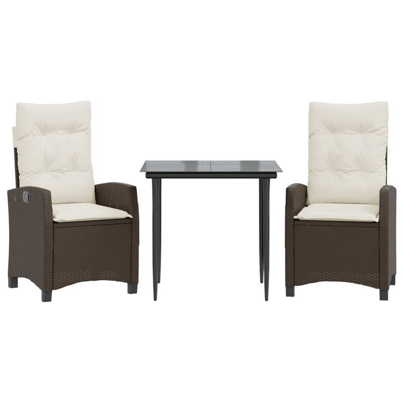 Vidaxl 3-teiliges Gartenmöbel-Set aus Polyrattan mit Kissen, Braun - Bild 2